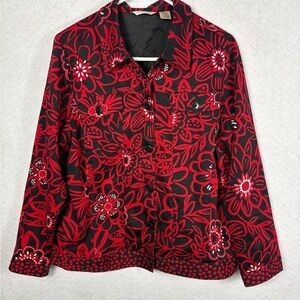 Laura Ashley Floral Black and Red Jacket
Size XL